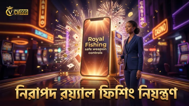 মোবাইল স্ক্রিনে রয়্যাল ফিশিং গেমের নিরাপদ ও দক্ষ অস্ত্র নিয়ন্ত্রণ